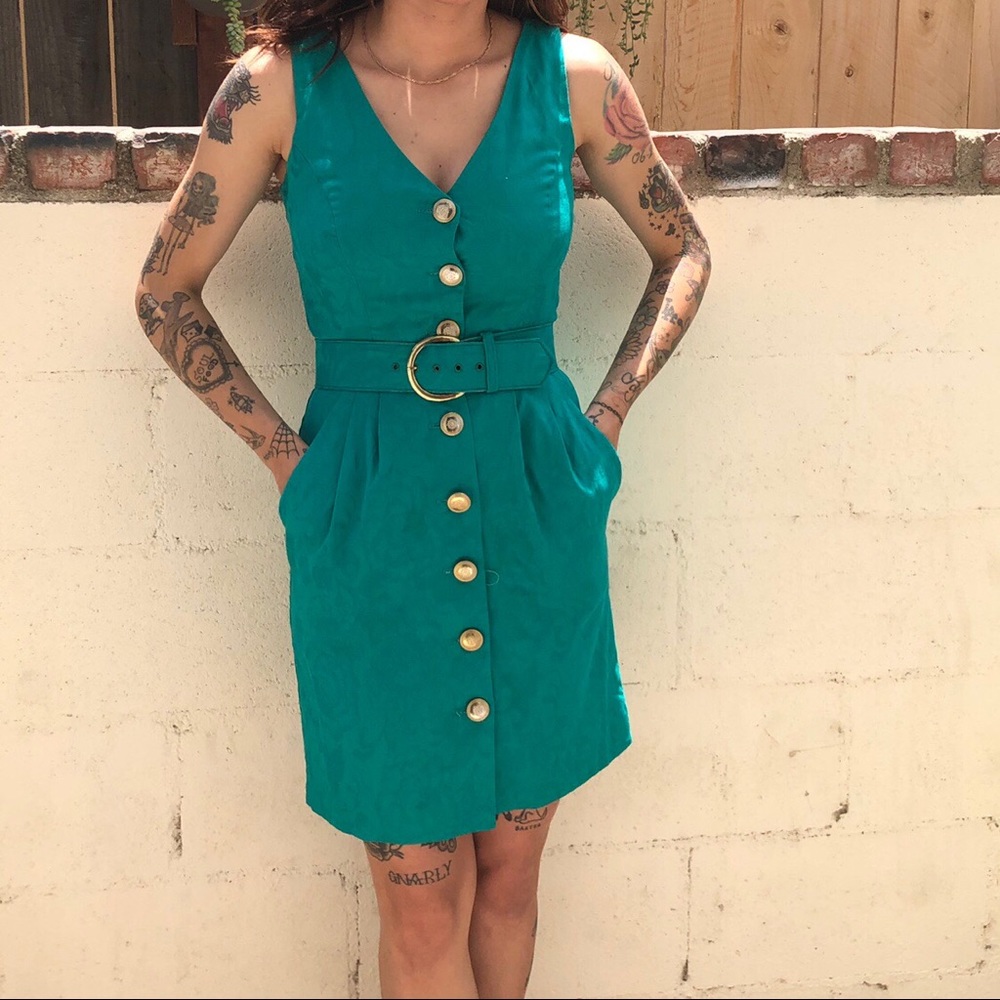 Vintage turquoise fitted dress